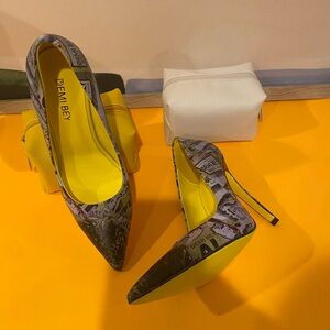 Yellow and Gray Women's Heels